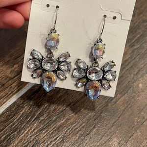 Iridescent jewel dangling chandelier earrings
